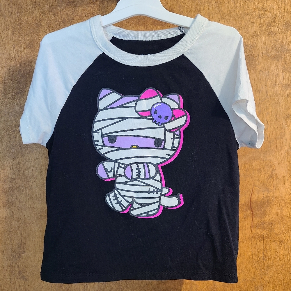 Hello Kitty Black and White Kids Raglan Glow In The Dark Mummy Shirt